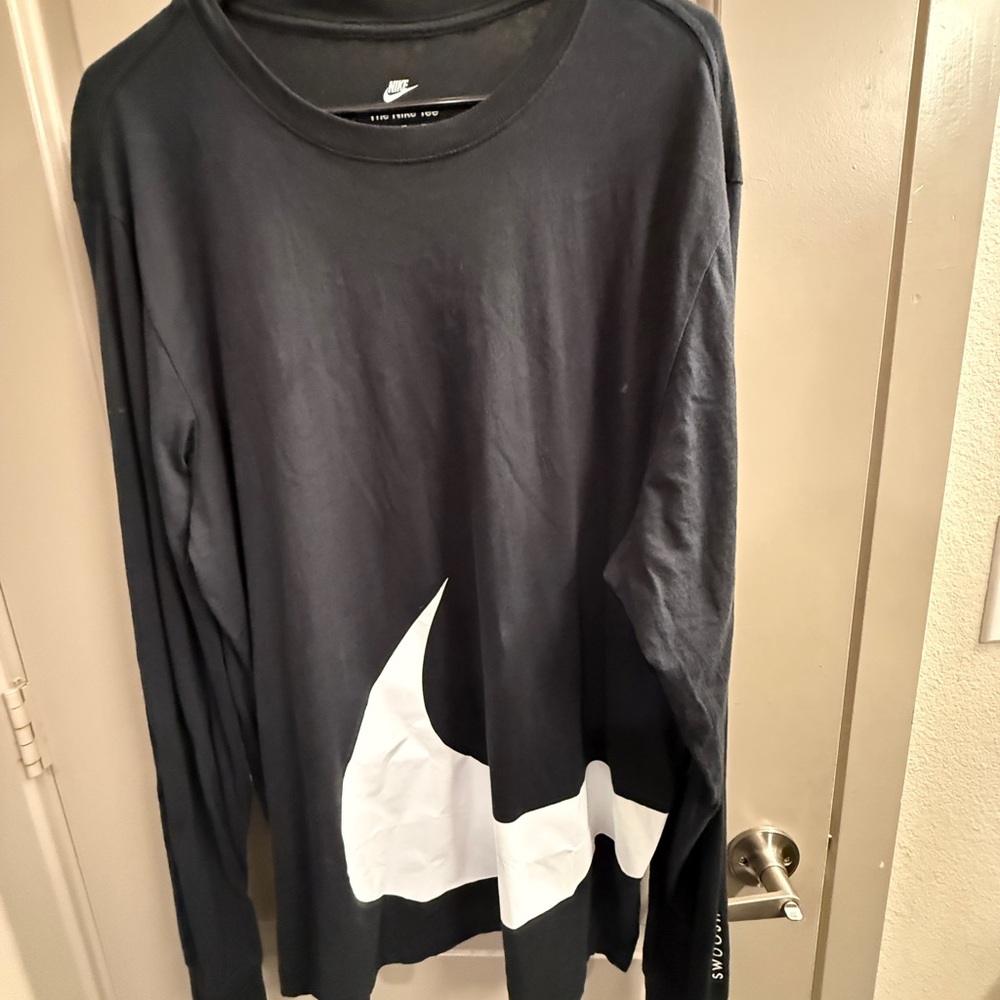 Nike Black Long Sleeve Shirt with White Graphic